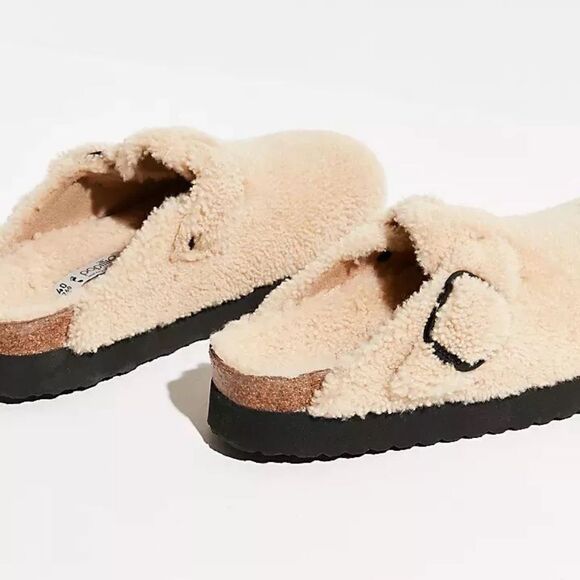 Birkenstock Papillio Slippers Shearling Teddy big buckle NEW - Picture 2 of 7